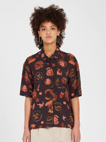 VOLCOM CAMICIA DONNA CONNECTED MINDS WOVEN SS BLK