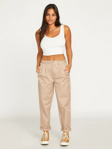 VOLCOM PANTALONI DONNA FROCHIECKIE TROUSERS TAUPE