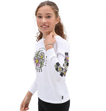 VANS LONG-SHIRT RAGAZZA ELEVATED FLORAL BFF WHITE