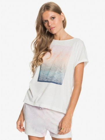 ROXY T-SHIRT DONNA REAL SUMMERTIME HAPPINESS SNOW WHITE