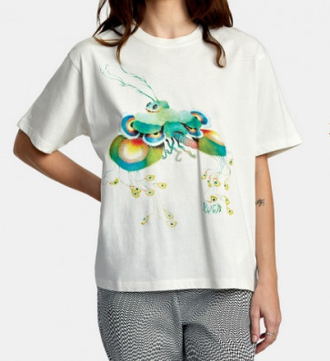 RVCA T-SHIRT DONNA FLY GUY ANYDAY SS VINTAGE WHITE