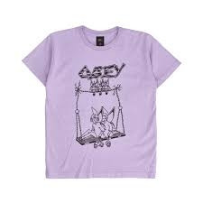 OBEY T-SHIRT DONNA CAST OUT CUSTOM BOX LAVENDER