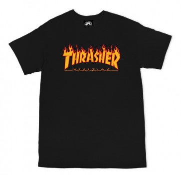 THRASHER T-SHIRT UOMO FLAME LOGO BLACK