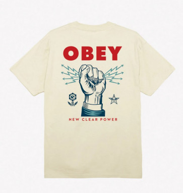 OBEY T-SHIRT UOMO NEW CLEAR POWER CREAM