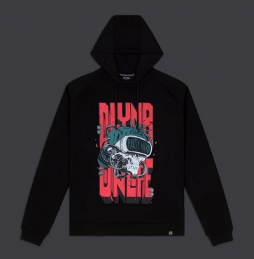 DOLLY NOIRE FELPA UOMO PARTY HARD SKULL HOODIE BLACK