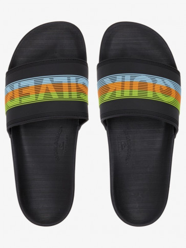 QUIKSILVER CIABATTA UOMO RIVI WORDMARK SLIDE BLACK/ORANGE/BLUE