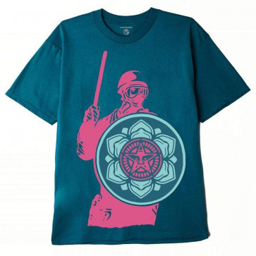 OBEY T-SHIRT UOMO RIOT COP PEACE SHIELD SUSTAINABLE SHADED SPRUCE