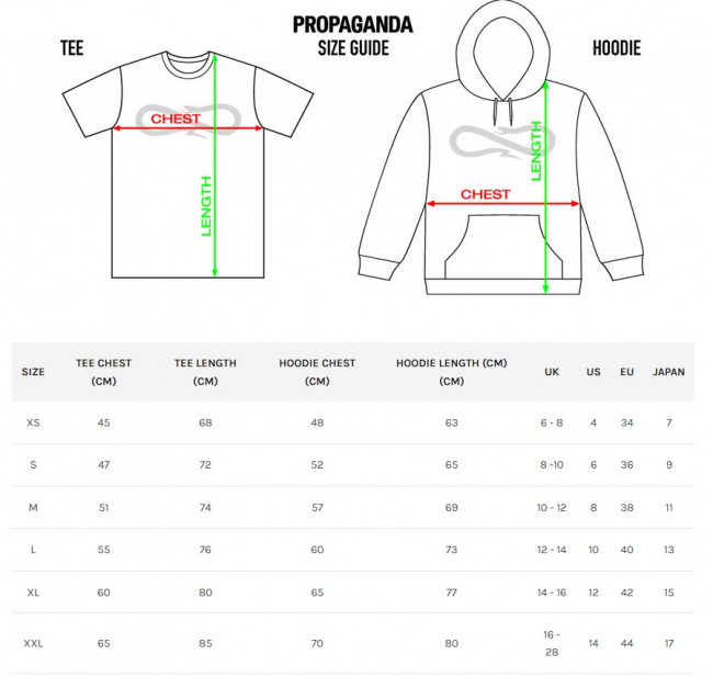 Guida alle taglie felpe shop
