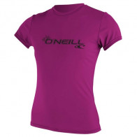 O'NEILL LICRA DONNA WOMENS BASIC SKINS S/S RASH TEE FOX PINK