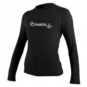 O'NEILL LICRA DONNA WOMENS BASIC SKINS L/S SUN SHIRT BLACK