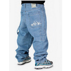 BLUESKIN PANTALONI UOMO JEANS RICAMO BIANCO DNMB W LIGHT