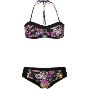 O'NEILL BIKINI PW PRINT BANDEAU PERFORM BLACK AOP PINK