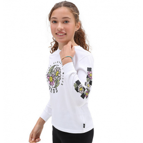 VANS LONG-SHIRT RAGAZZA ELEVATED FLORAL BFF WHITE