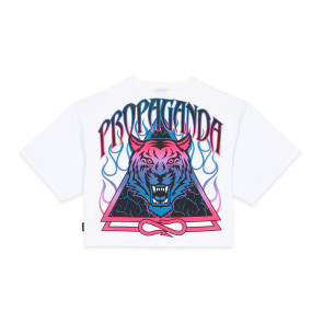 PROPAGANDA T-SHIRT DONNA TRIANGLE BENGALA TEE CROP WHITE