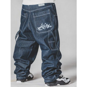 BLUESKIN PANTALONI UOMO JEANS RICAMO BIANCO BLUE ECOWASH