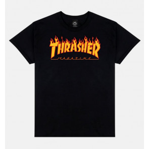 THRASHER T-SHIRT UOMO FLAME LOGO BLACK