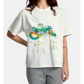 RVCA T-SHIRT DONNA FLY GUY ANYDAY SS VINTAGE WHITE