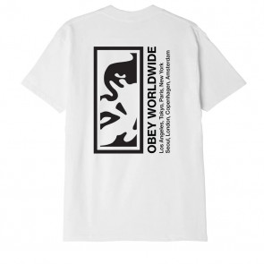 OBEY T-SHIRT UOMO HALF FACE ICON TEE WHITE