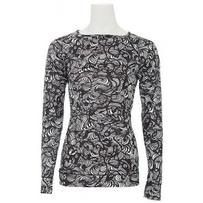 BURTON LONG SHIRT DONNA BW LIGHTWEIGHT CREW TRUE BLACK TIDAL WAVE PRINT