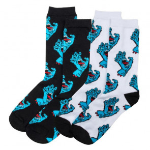 SANTA CRUZ CALZE YOUTH MULTI HAND SOCKS (2 PACK) WHITE BLACK
