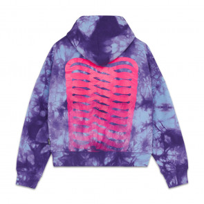 PROPAGANDA FELPA DONNA RIBS CROP TOP HOODIE TIE DYE PURPLE