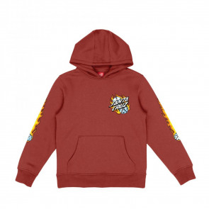 SANTA CRUZ FELPA RAGAZZO YOUTH FLAMING DICE DOT HOOD DARK RUST