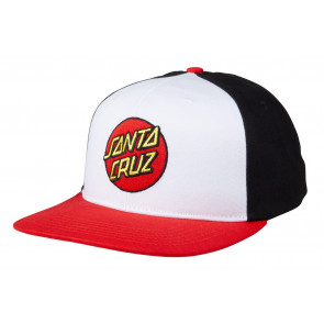 SANTA CRUZ CAPPELLINO CLASSIC DOT SNAPBACK WHITE BLACK RED